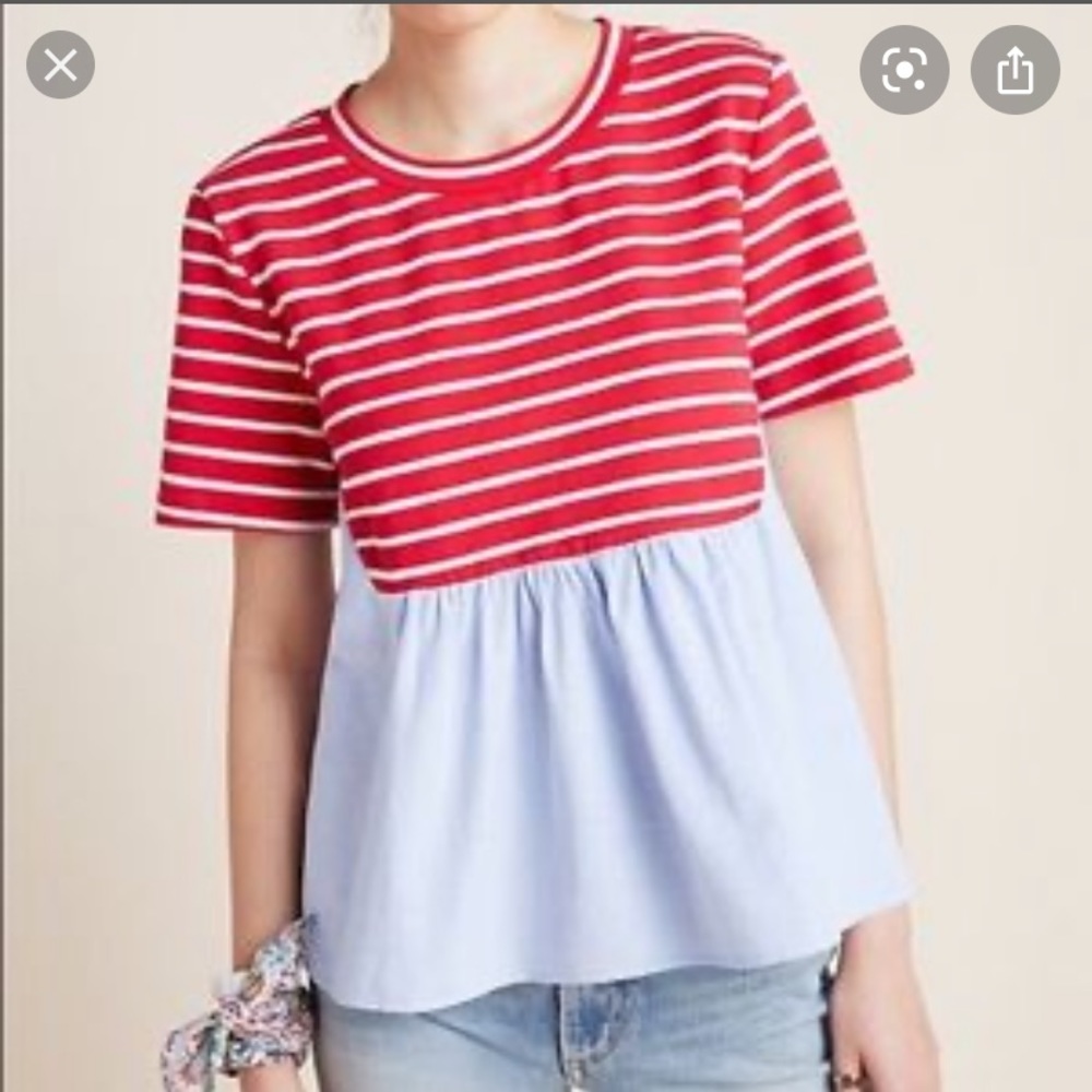 Anthropologie Elias striped top red white blue XS